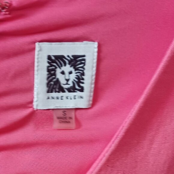 Anne Klein Sleeveless A-Line Dress V-Neck Back Zip Coral  linen Size Small - Picture 3 of 10